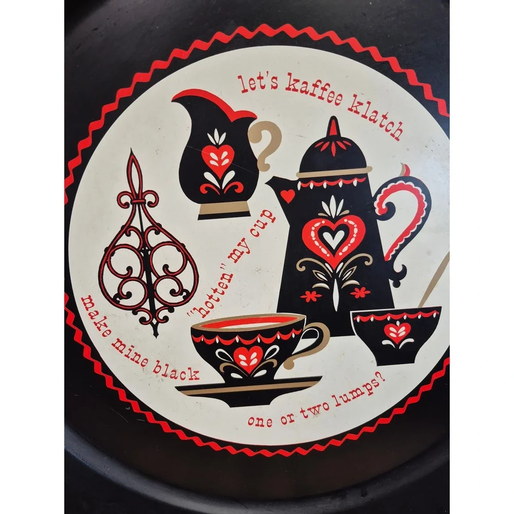 Large Vintage Kaffee Klatch Metal Tray Mid Century Coffee Kitchen Wall Decor mcm